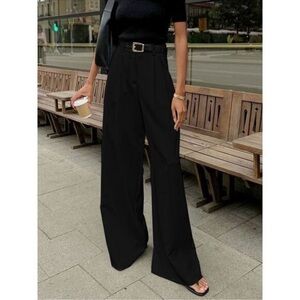 Commense Black Wide-Leg Trousers‎ Formal Elegant Office or casual Wear M
